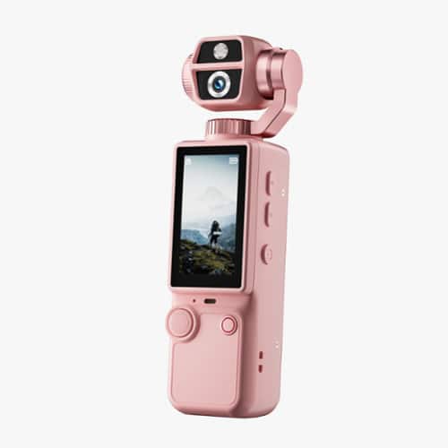 Umeiluce - 4K Ultra HD Pocket Vlogging Camera Action Gift Camera with 2.0" IPS Screen, Built-in Stereo Mic - Pink