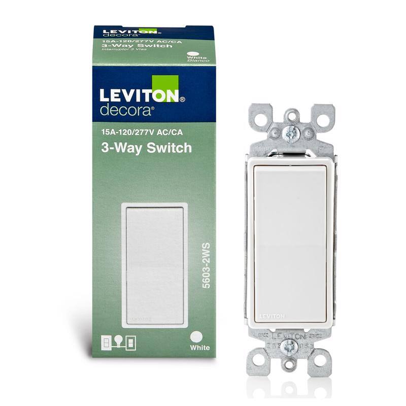 LEVITON decora 15A-120/277V AC/CA 3-Way Switch 5603-2WS White

LEVITON decora 18A-120/277V AC/CA 3-Way Switch

LEVITON I White 2ms2c

LE VA CN a3/00 57 2 03