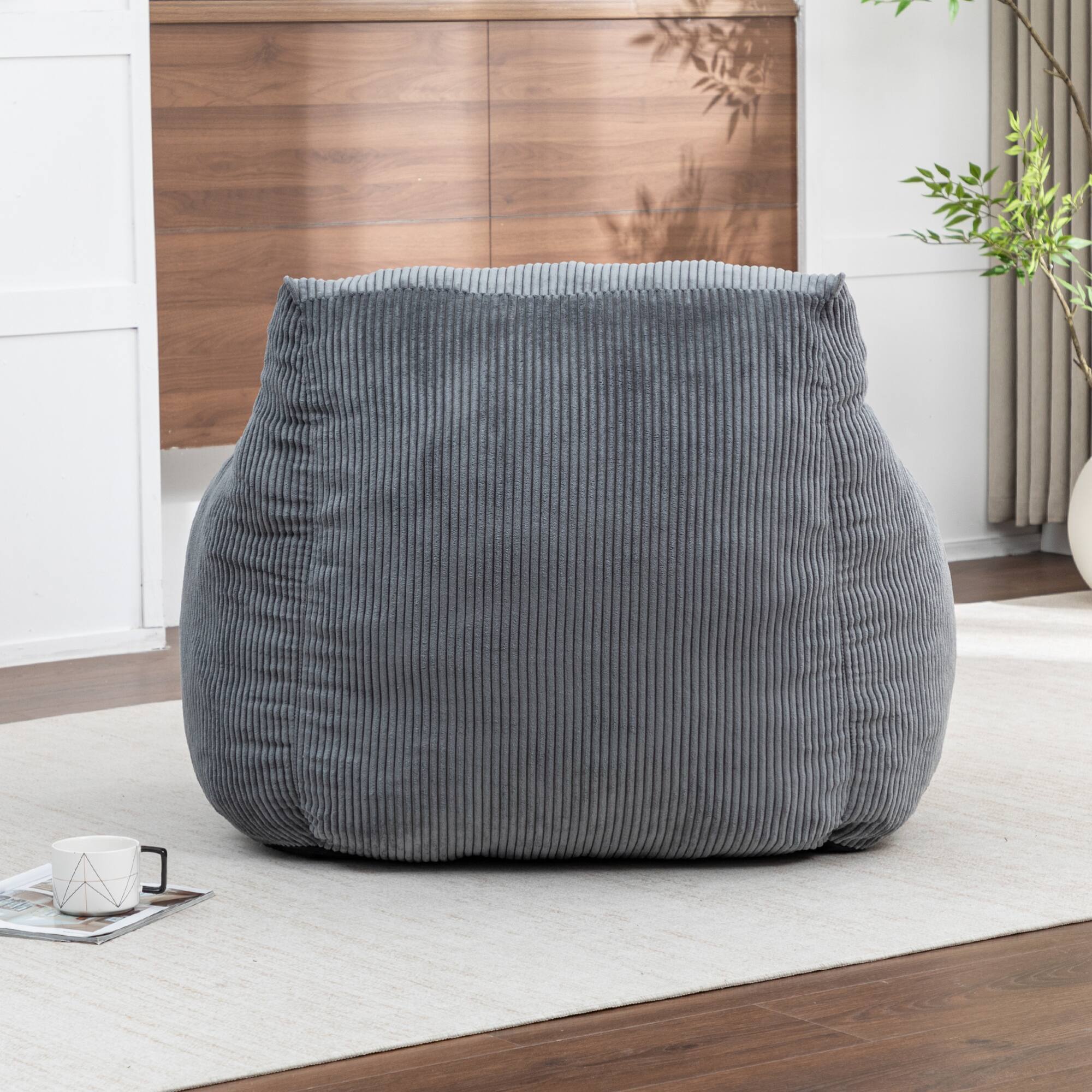 Alt View 5. GOODSILO - Large Corduroy Bean Bag Sofa Chair with Armrests and Included Filler for Living Room and Bedroom - Dark Gray.