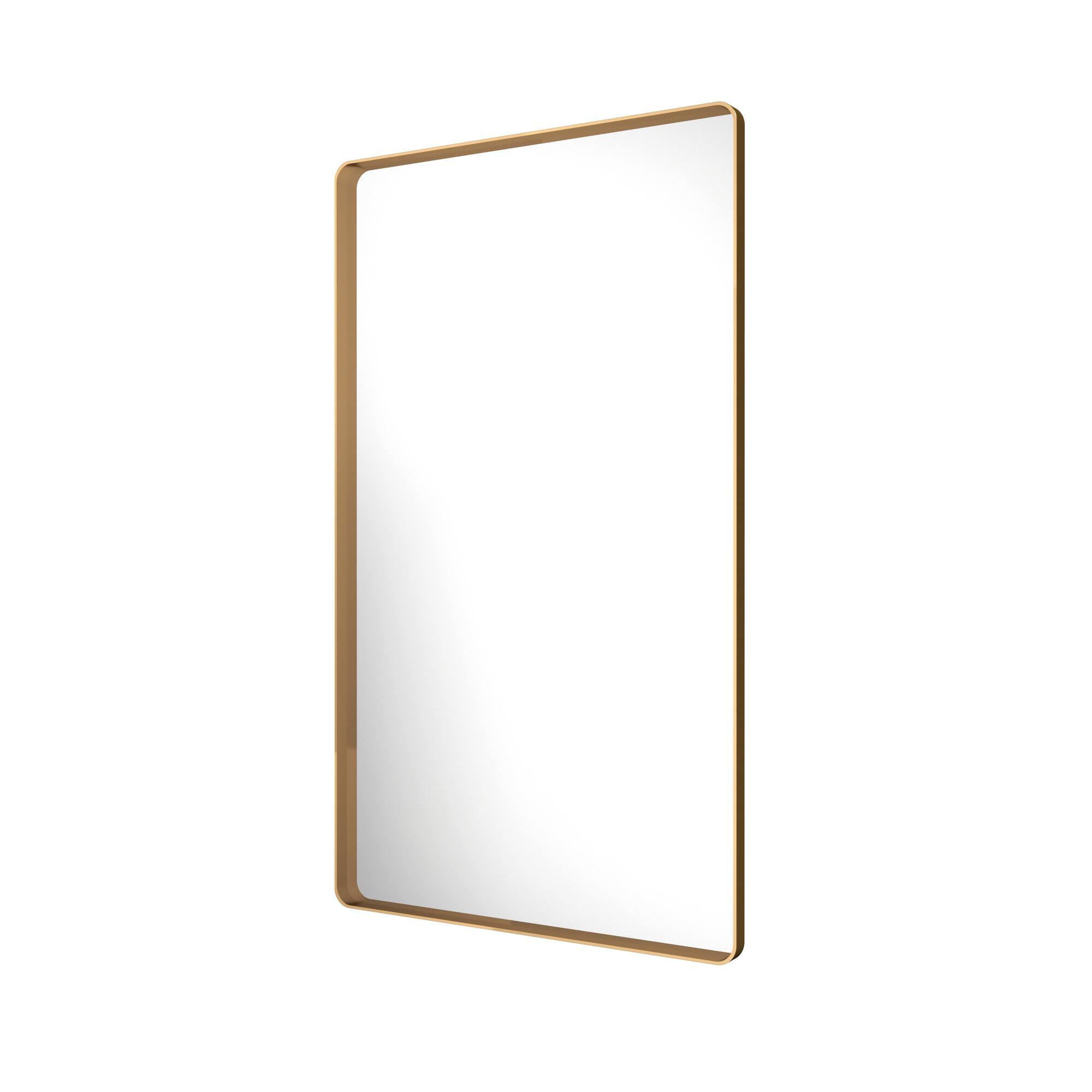 Left. Boyel Living - 30-Inch x 51-Inch Rectangular Aluminum-Framed Bathroom Wall Mirror - Bronze.
