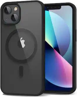 Entronix - Magnetic Case for iPhone 13 - Clear Back with Soft Matte Frame - White