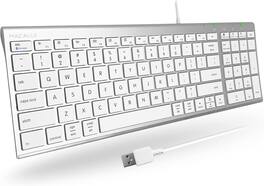 Macally - Wired Keyboard for Mac, Compatible Apple Keyboard with Numeric Keypad - Slim, Space-Saving Design - Silver Aluminum