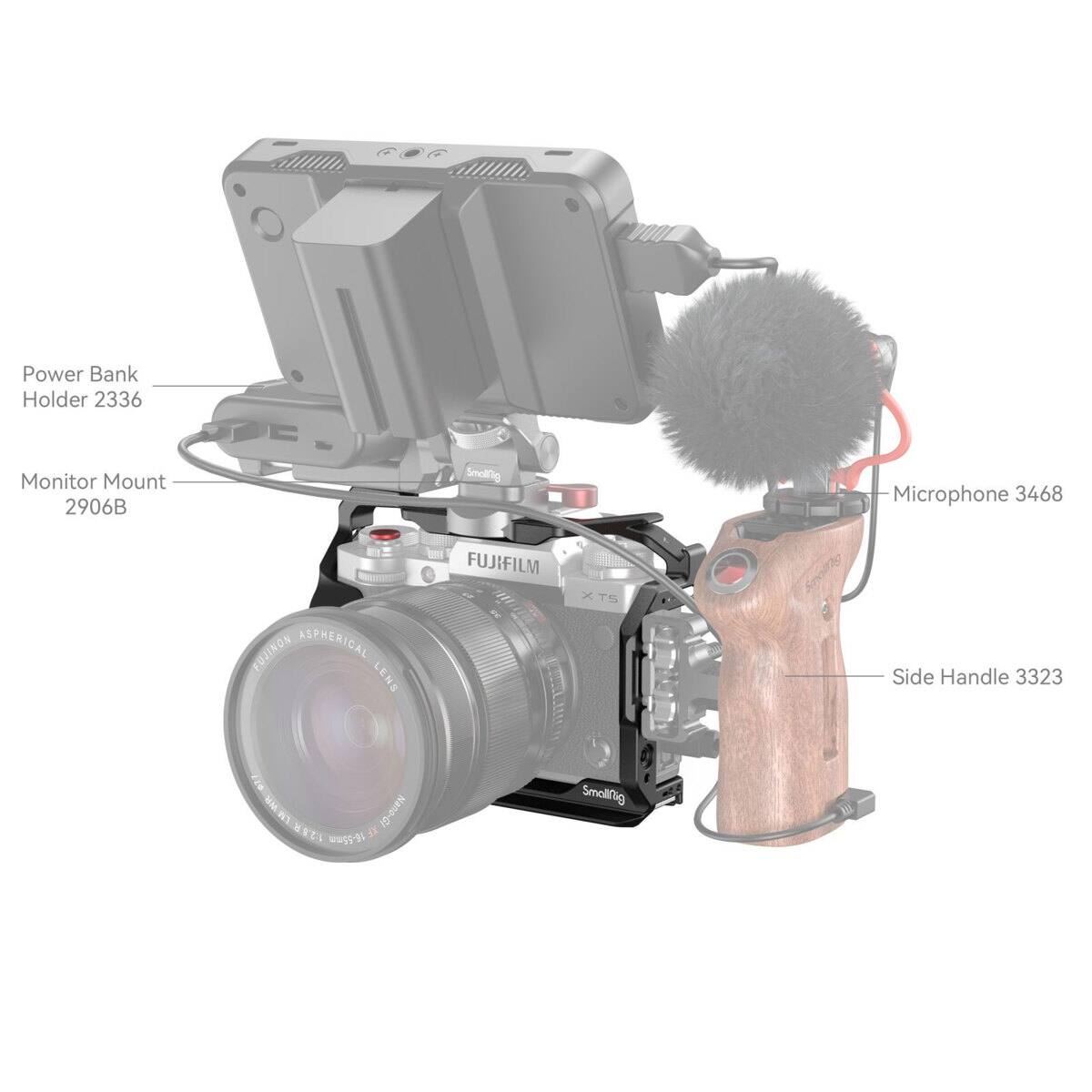 Power Bank Holder 2336  
Monitor Mount 2906B  
Smallrig Microphone 3468  
FUJINON ASPHERICAL LENS - FUJIFILM X TS  
Side Handle 3323