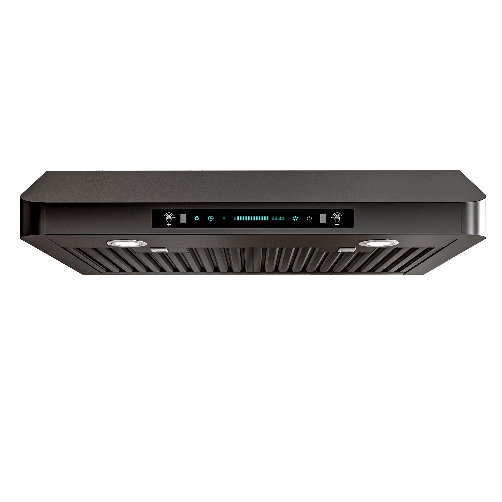 Front. Onefly - 30 inches - Externally Vented - Under Cabinet Range Hood - Black Stainless Steel.