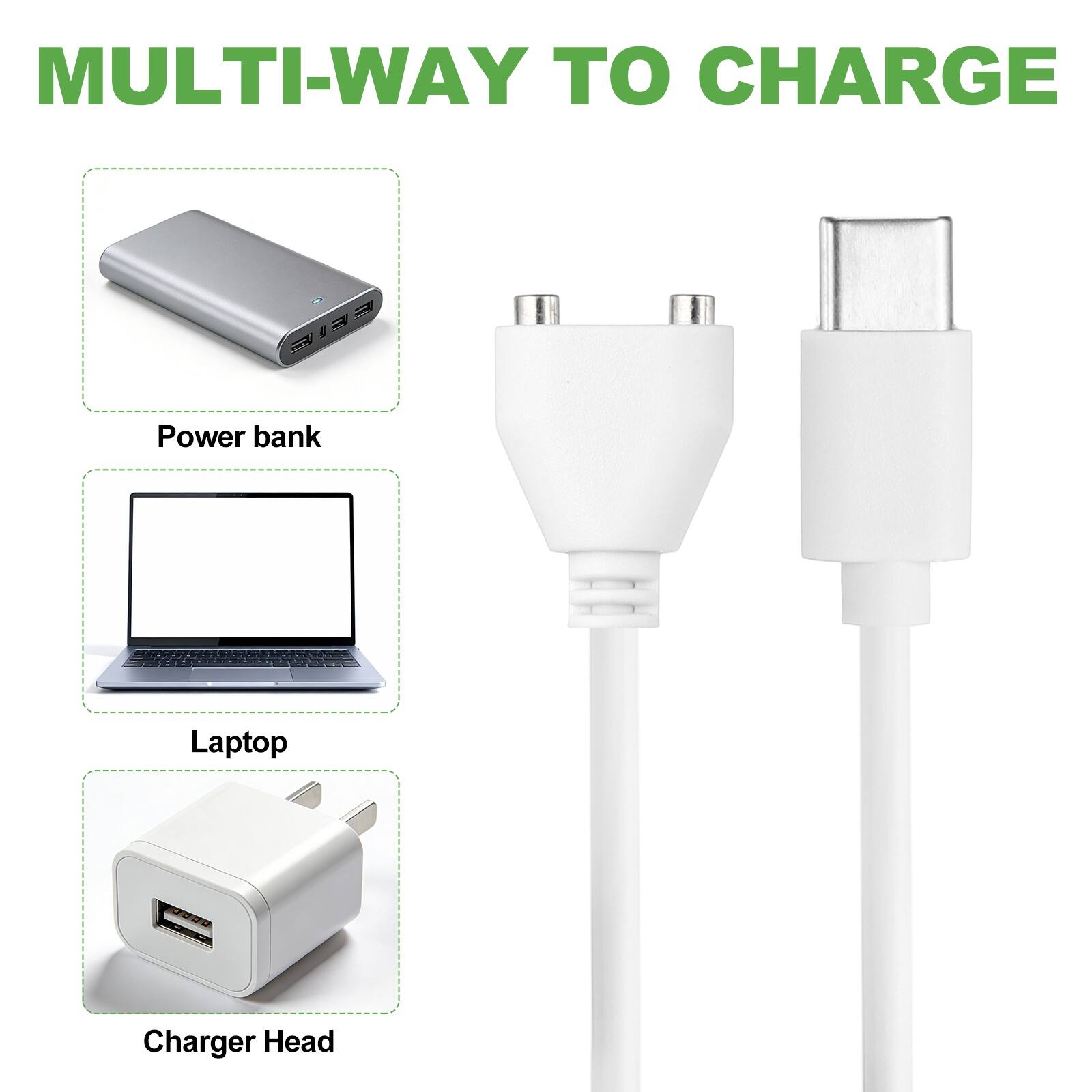 MULTI-WAY TO CHARGE

- Power bank
- Laptop
- Charger Head