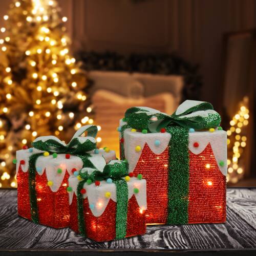 Alt View 8. Winado - 3 PCS Christmas Lighted Gift Boxes for Decorations Holiday Party Home Yard - Multicolor.