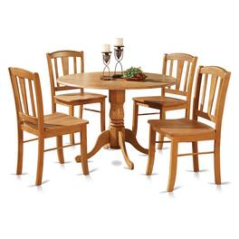 East West Furniture - 5 Pc small Kitchen Table and Chairs set-round Table and 4 dinette Chairs Chairs - Oak