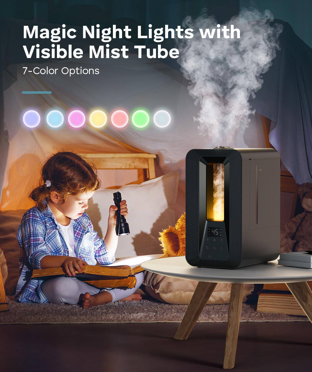 Magic Night Lights with Visible Mist Tube  
7-Color Options