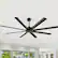 Back. Breezary - 72-In Large Ceiling Fan with 8 Aluminum Blades, DC Motor, 6-Speed Remote with Timer, 2 Downrods, Light/No Light Option - Black (Without Light).