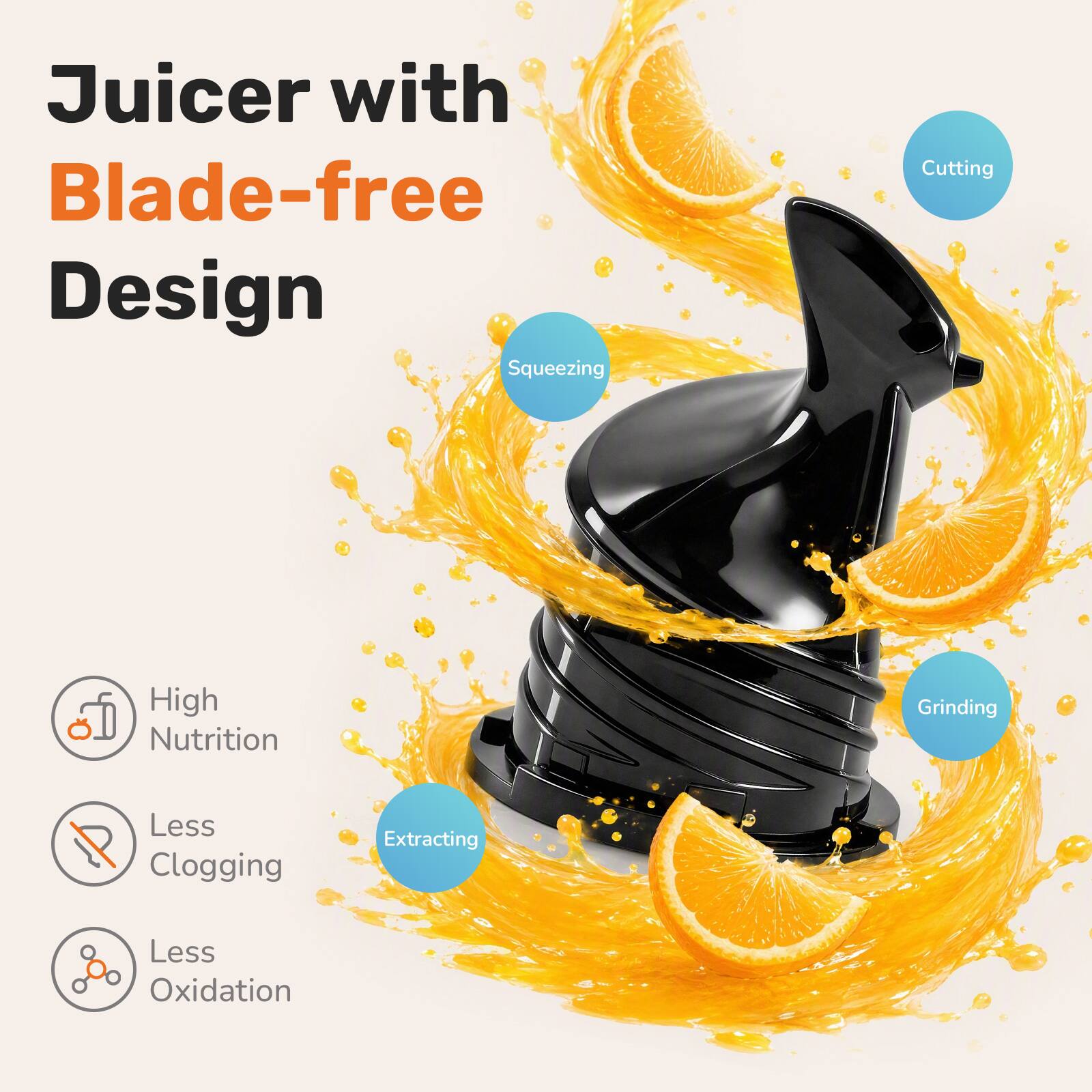 Sweetcrispy Slow Masticating Juicer, Cold Press Juicer Machine with ...