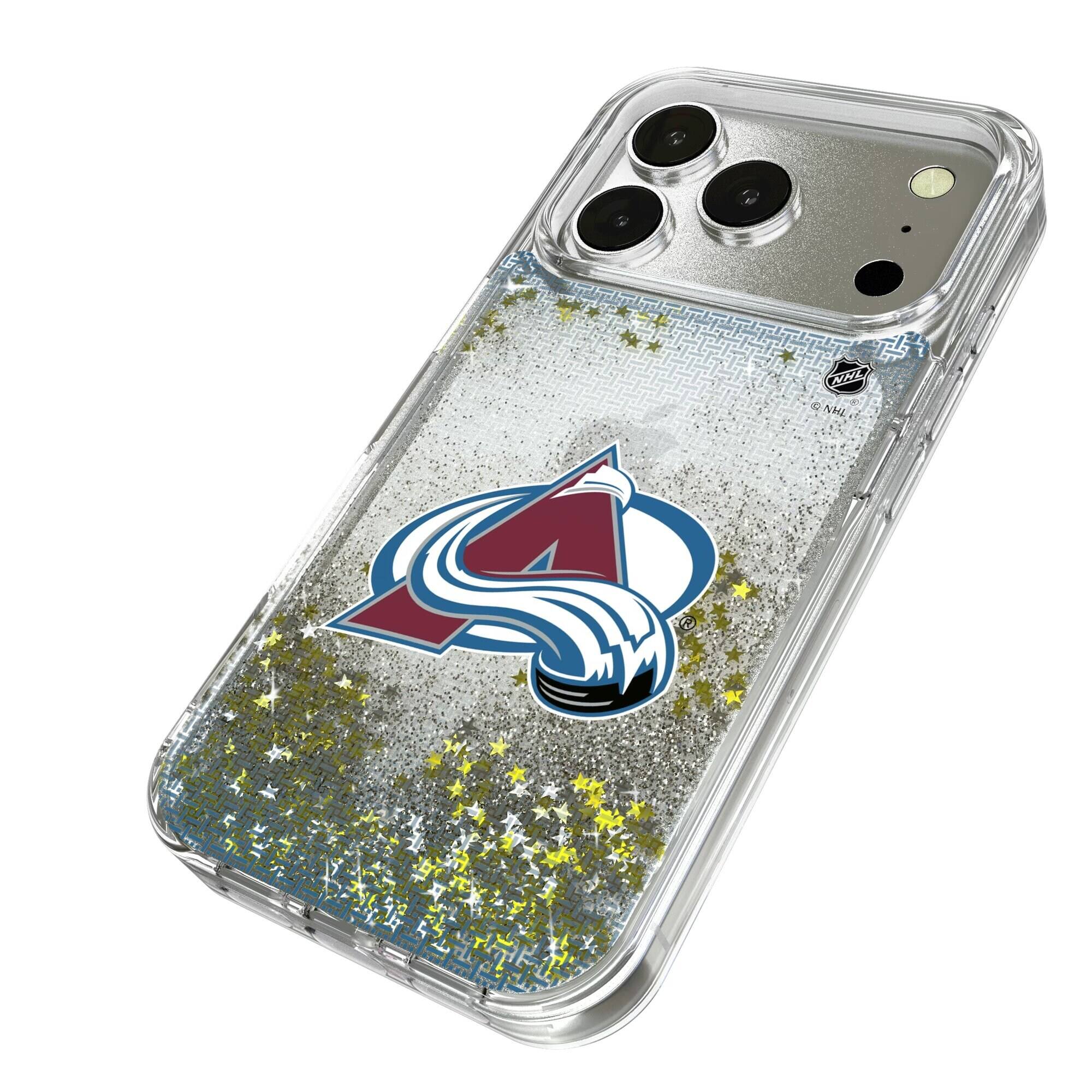 Alt View 1. Keyscaper - Colorado Avalanche Linen Logo iPhone Glitter Case - 13 Pro Max - Multicolor.