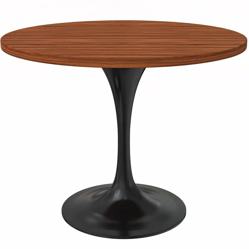 LeisureMod Verve 36 Inch Round Dining Table with MDF Top and Black Base ...