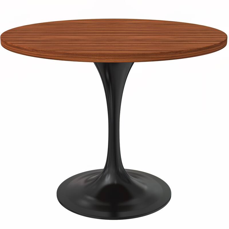 LeisureMod Verve 36 Inch Round Dining Table with MDF Top and Black Base ...