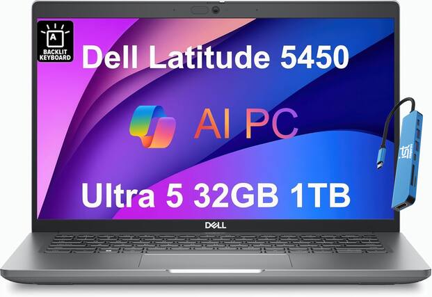 A BACKLIT KEYBOARD Dell Latitude 5450 AI PC iSt Compurers Ultra 5 32GB 1TB DELL
