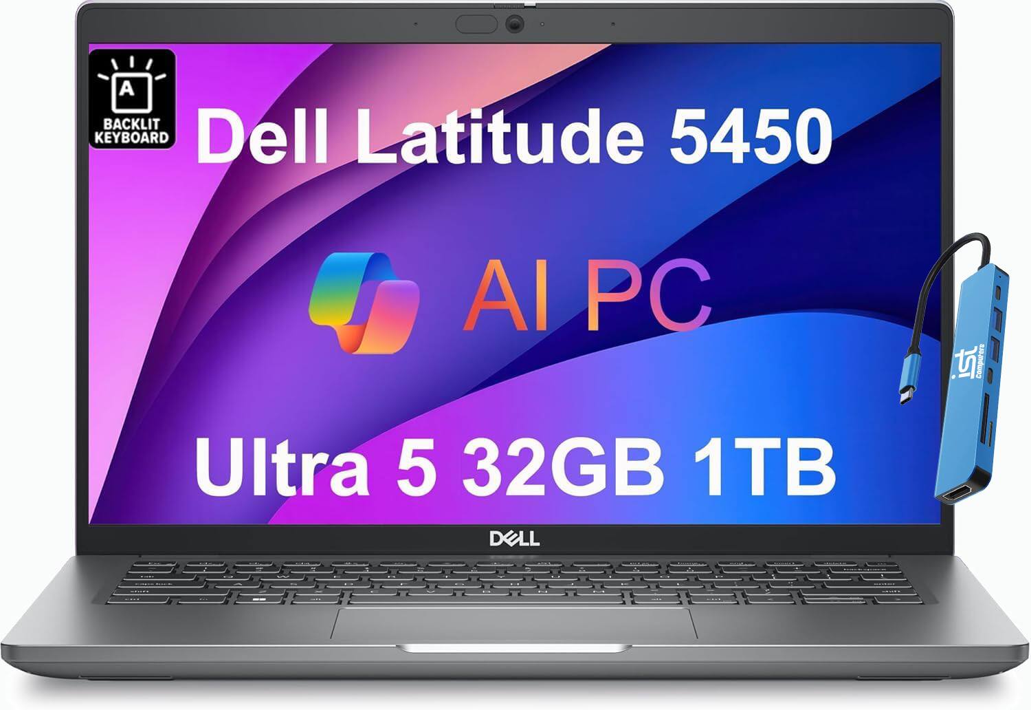 A BACKLIT KEYBOARD Dell Latitude 5450 AI PC iSt Compurers Ultra 5 32GB 1TB DELL