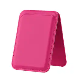 Entronix - Leather Magnetic Wallet Attachment for MagSafe & Magnetic Phone Cases – Slim Card Holder Phone Accessory - Hot Pink