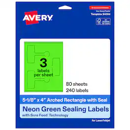 Avery - Avery® Sealing Labels, 5-1/8" x 4", Neon 240 Total - Green