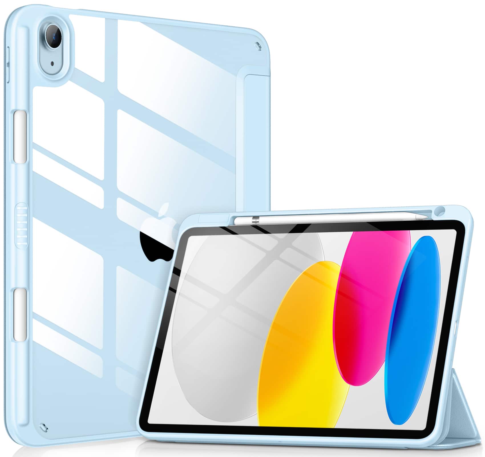 Front. DTTO - Case for iPad (A16) 11-inch 2025 and iPad 10th Generation 10.9 Inch 2022, Clear Back and TPU Shockproof Frame Cover - Ice Blue.