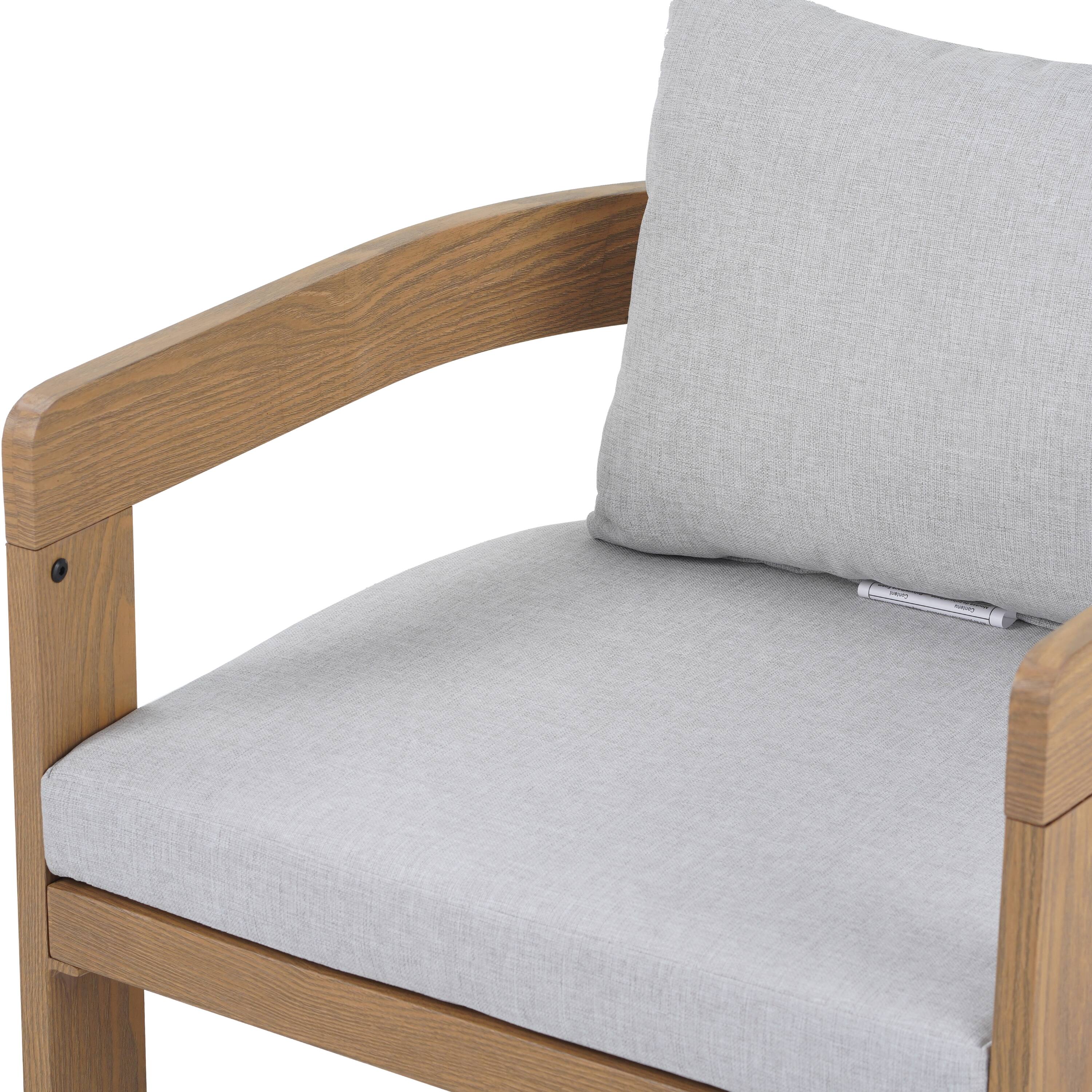 Alt View 4. Mondawe - Set of 2 Aluminum Dining Chair with Cushion - Light Gray+Teak.