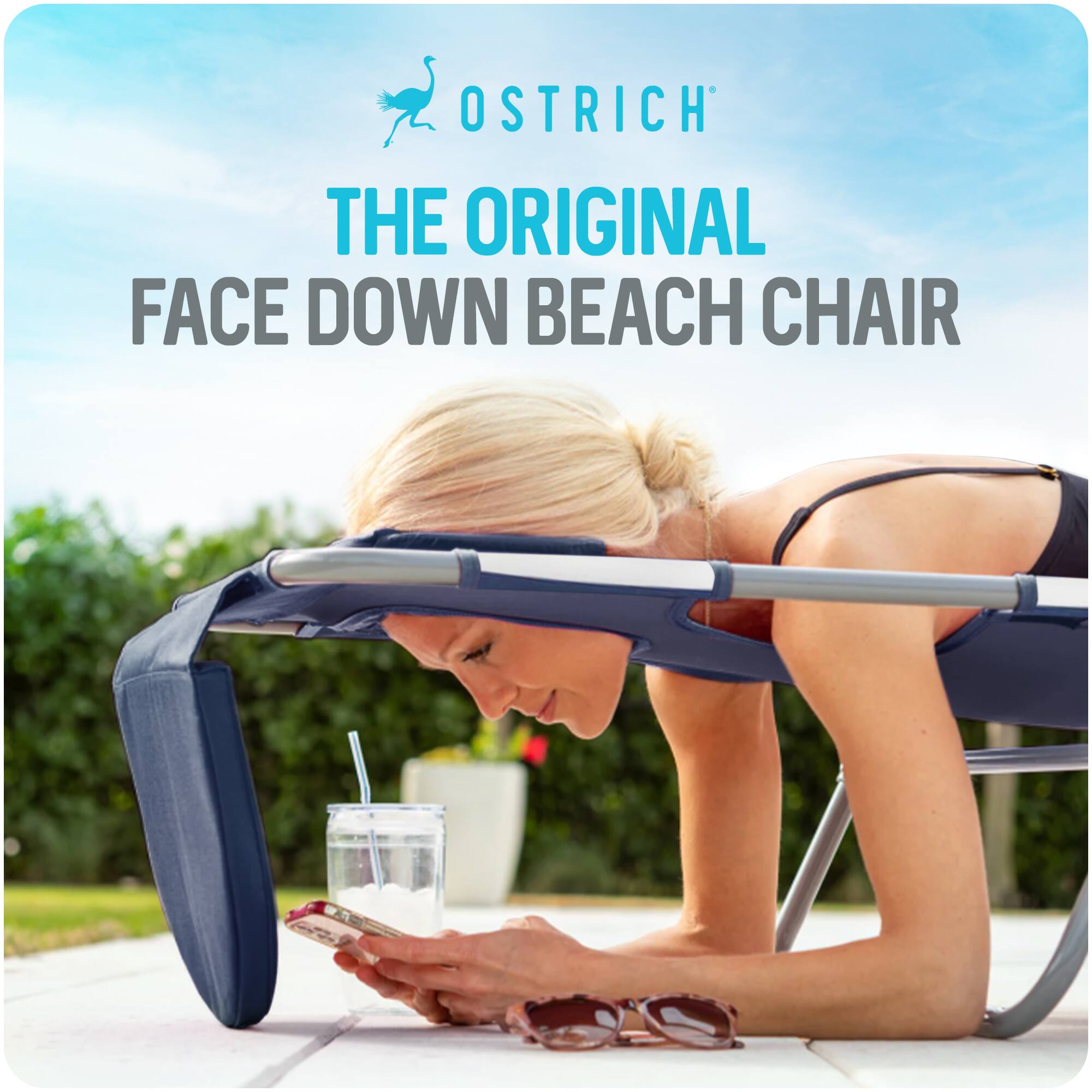 OSTRICH  
THE ORIGINAL  
FACE DOWN BEACH CHAIR