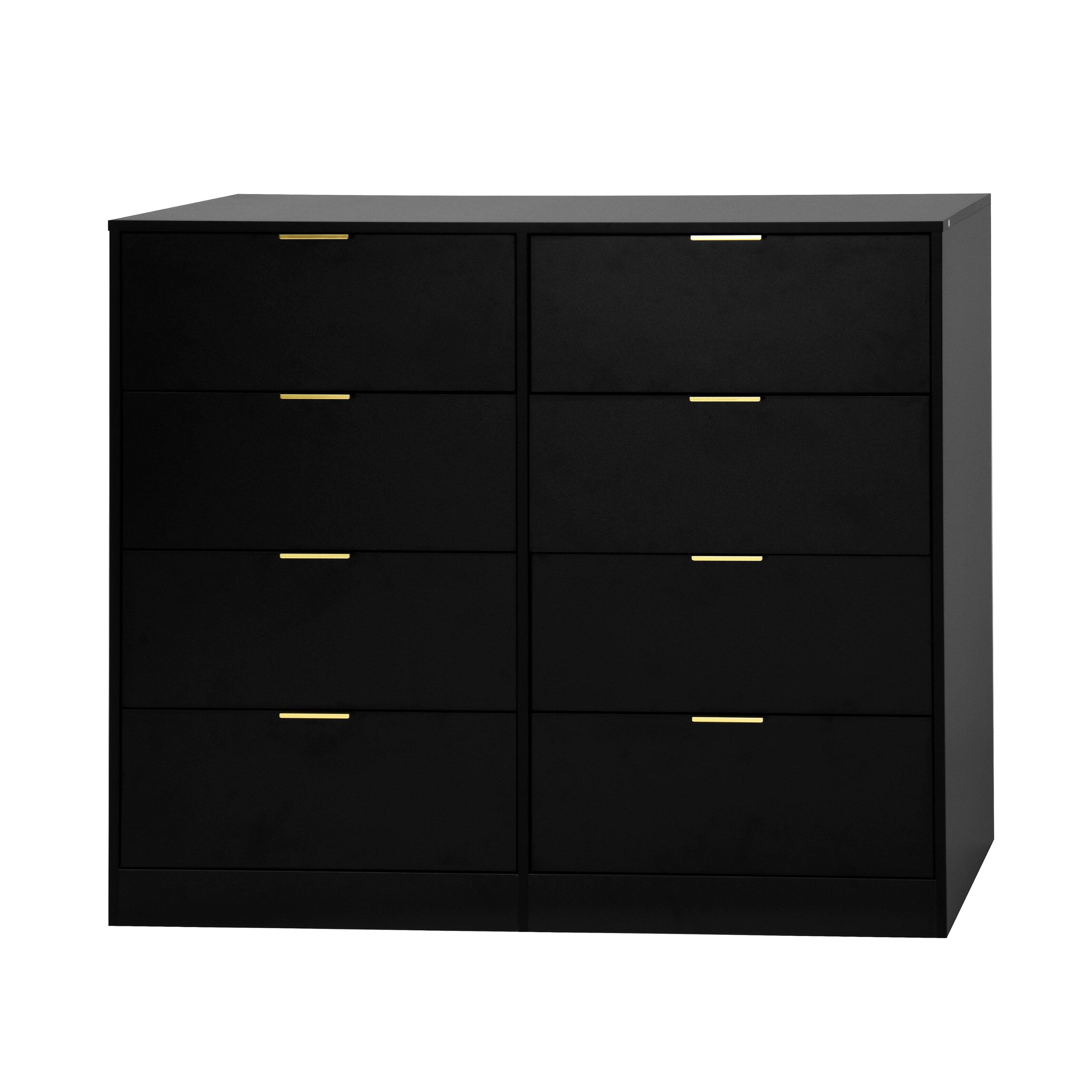 Alt View 4. Z-Edge - 8 Drawer Dresser for Bedroom, Modern Chest of Drawers, Wood Storage Double Dresser with Deep Drawers for Living Room - Black.
