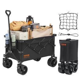 VEVOR - Collapsible Folding Wagon, 220 L Beach Wagon Cart with All-Terrain Wheels, Heavy Duty Folding Wagon Cart Max 330 lbs - Black