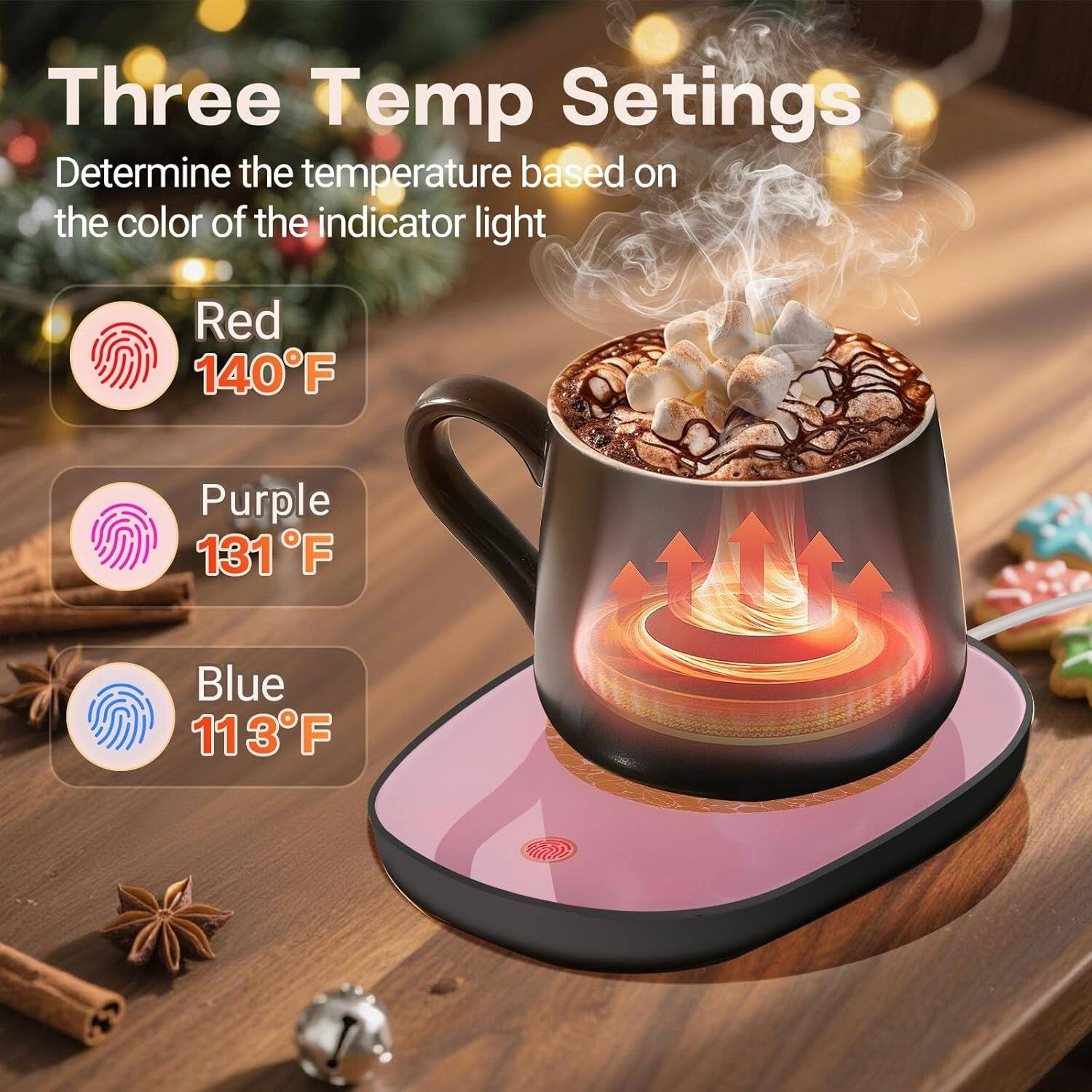 Three Temp Settings  
Determine the temperature based on the color of the indicator light  

- Red: 140°F  
- Purple: 131°F  
- Blue: 113°F