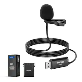 Neewer - USB Lav Mic, 3.5mm Monitor Jack, for PC/Mac