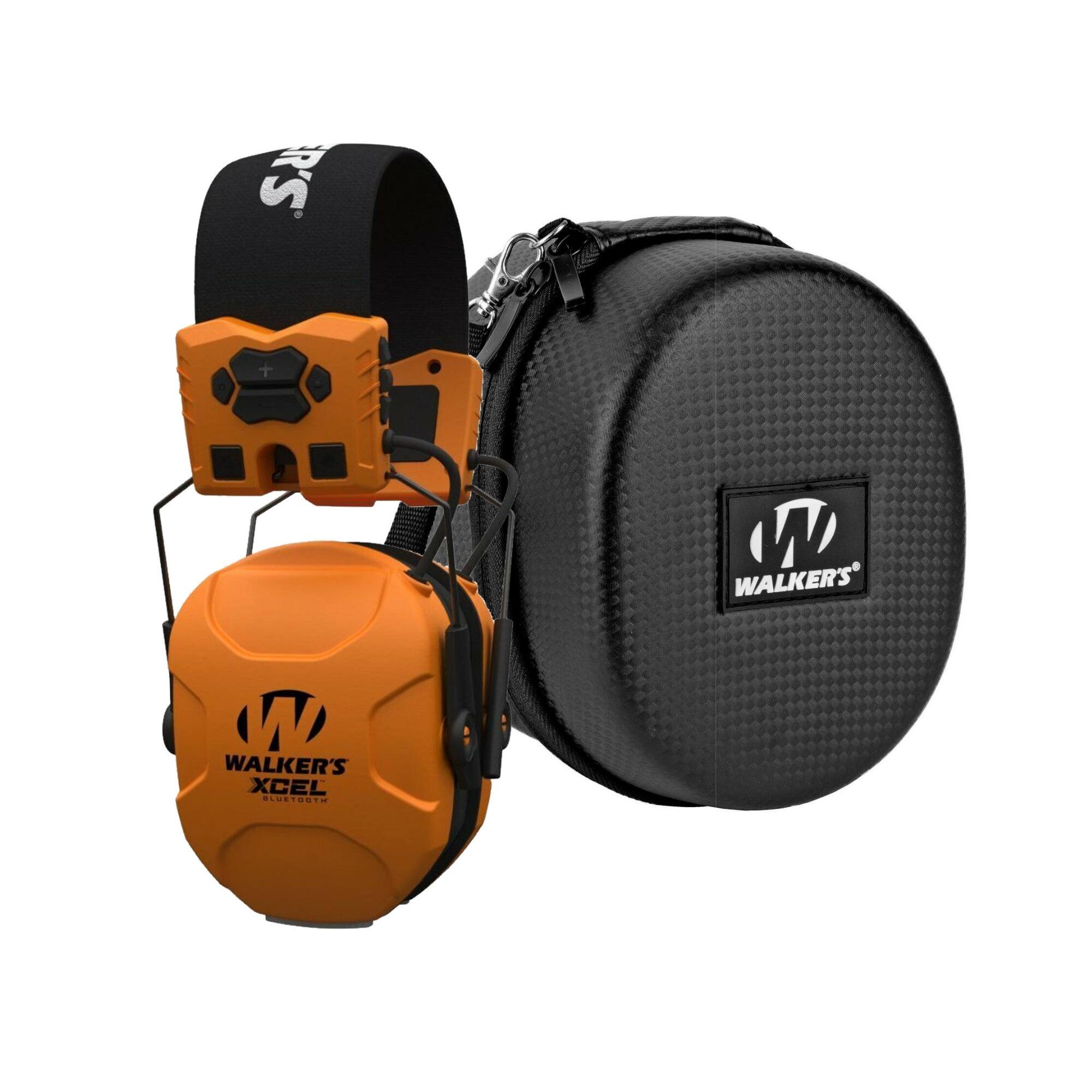 Walkers - Walker's XCEL 500BT Digital Electronic Muff (Orange) And Protective Case Bundle - Black/Orange