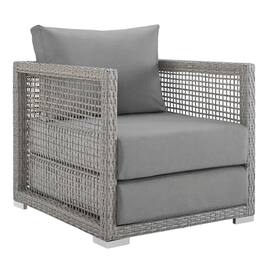 Outdoor Escape - Woven Rattan Outdoor Patio Armchair With Sturdy Frame For Garden Use - Gray
