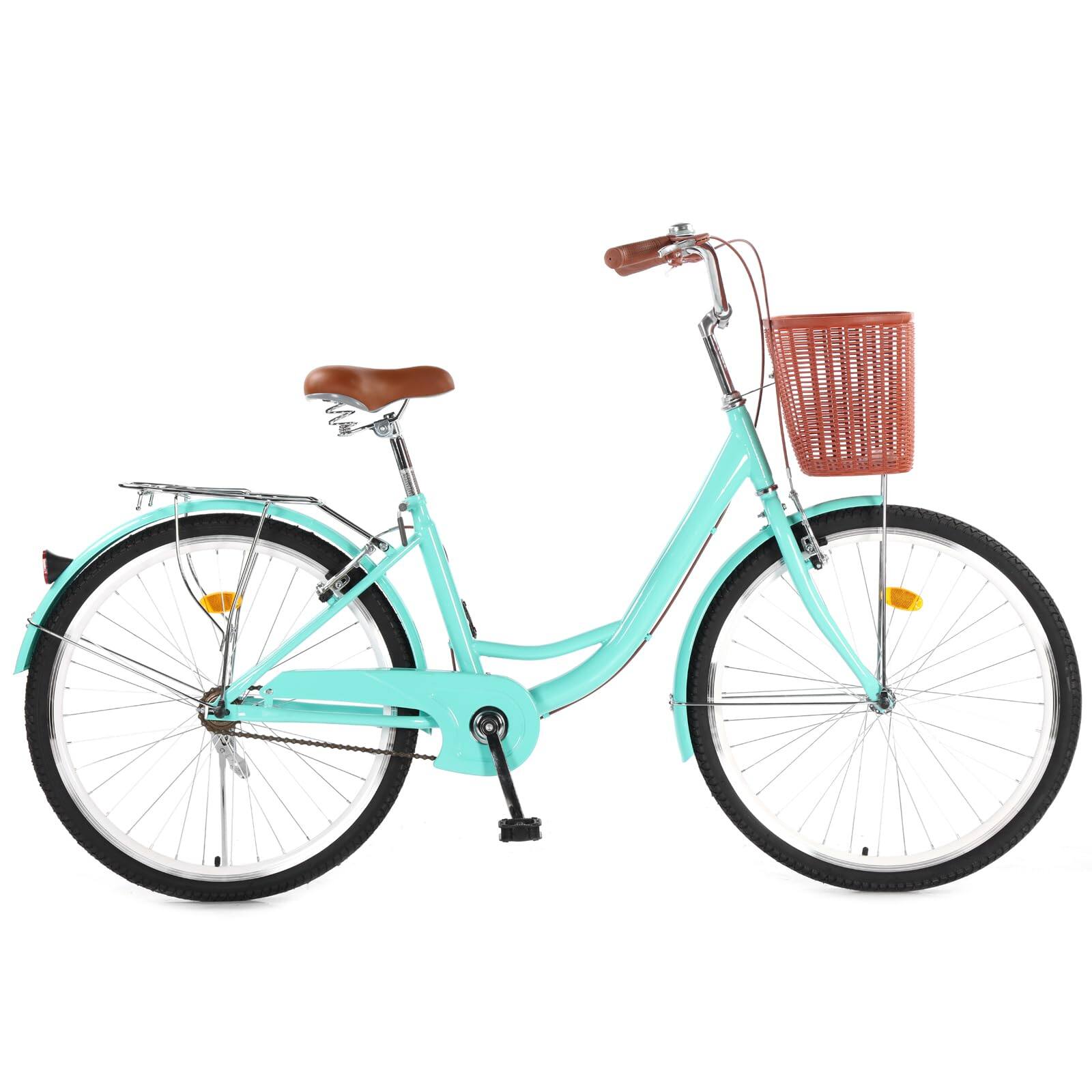 Alt View 3. GARVEE - 24" & 26" Women's Beach Cruiser Bike - Step-Through 1-Speed w/Basket & Adjustable Seat | Comfort Commuter Bicycle - 26 inch Green.