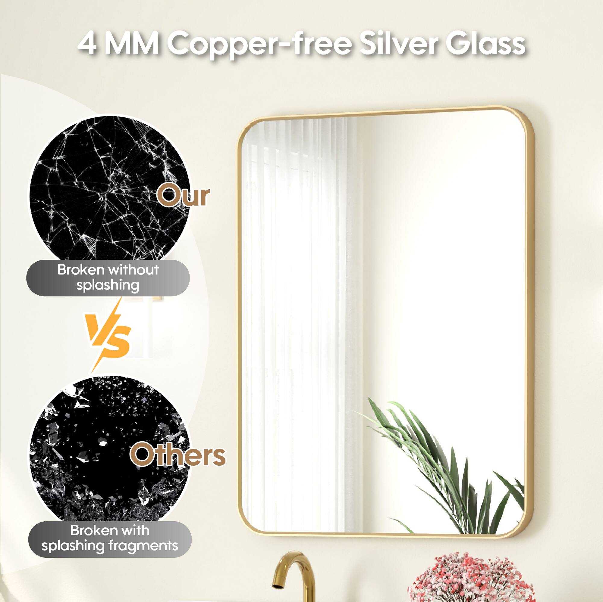 4 MM Copper-free Silver Glass

Our
Broken without splashing

vs

Others
Broken with splashing fragments