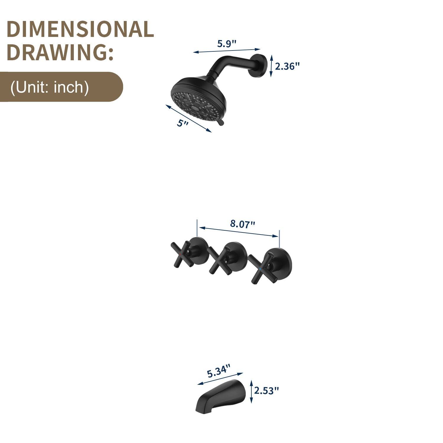 DIMENSIONAL DRAWING:  
(Unit: inch)  

- 5.9"  
- 2.36"  
- 5"  
- 8.07"  
- 5.34"  
- 2.53"