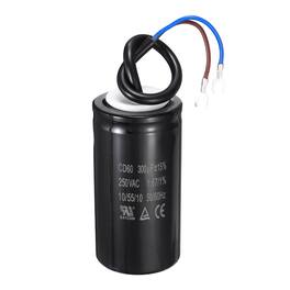 Unique Bargains - CD60 Run Capacitor 300uF 250VAC 50/60Hz 2 Wires Motor Start for Washing Machine Air Compressor - Black