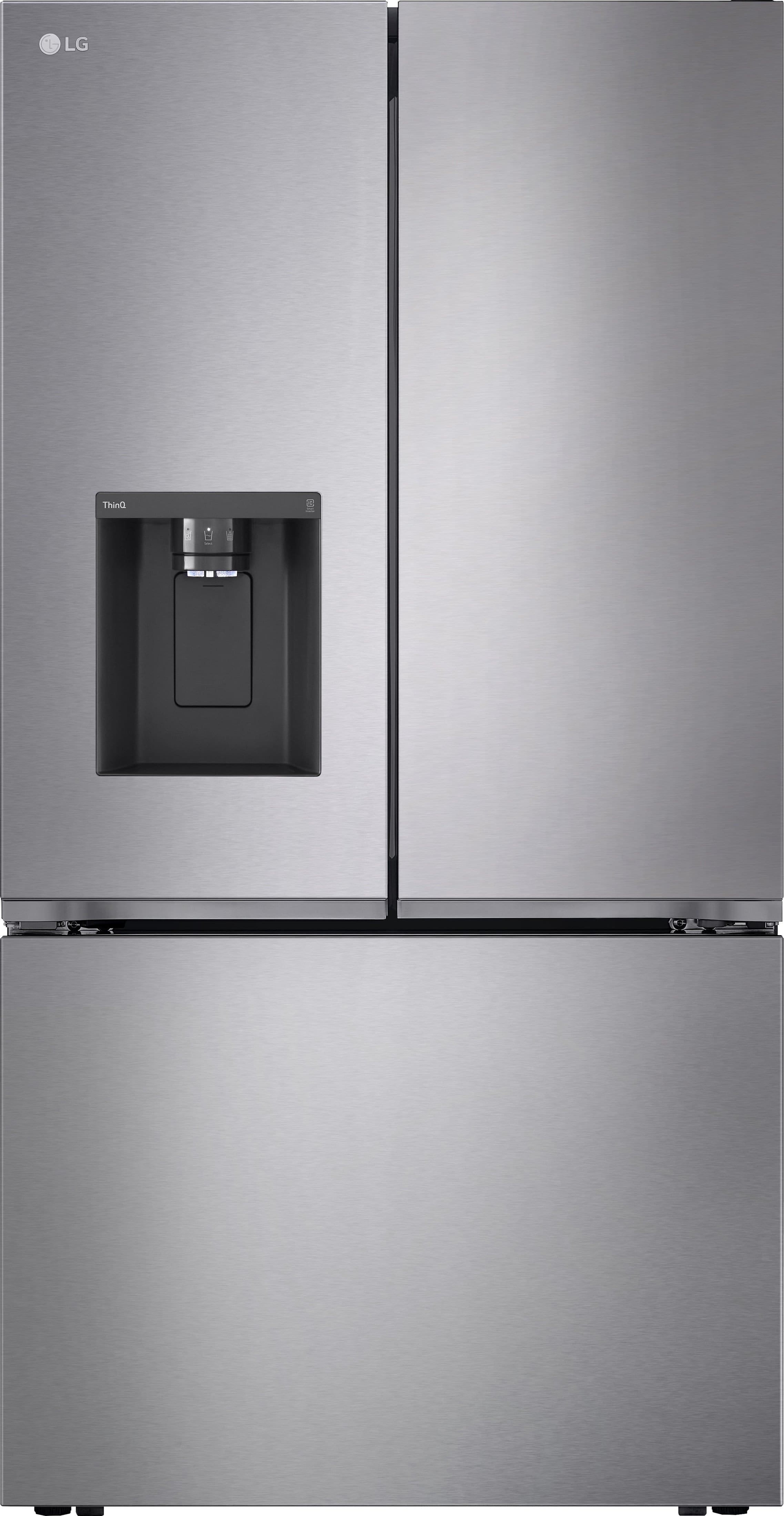 LG - Counter-Depth MAX 25.5 Cu. Ft. French Door Smart Refrigerator with Ice Plus - PrintProof Noble Steel - Front_Zoom