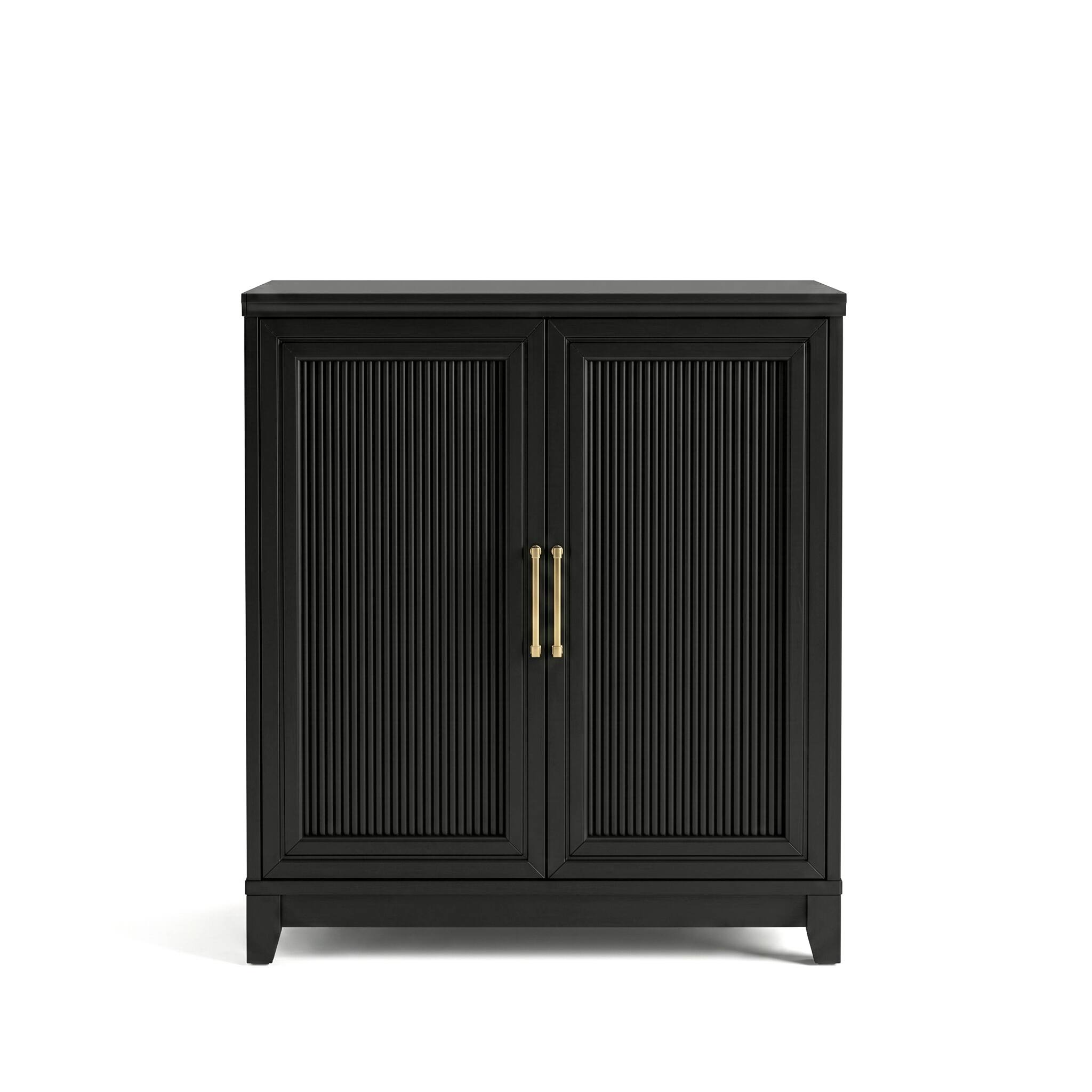 Alt View 10. Martha Stewart - Bedford Set of 3 Modular Storage Cabinets with Adjustable Shelf, Soft-Close Doors, Solid Wood Frames and Legs - Black Frame/Gold Hardware.