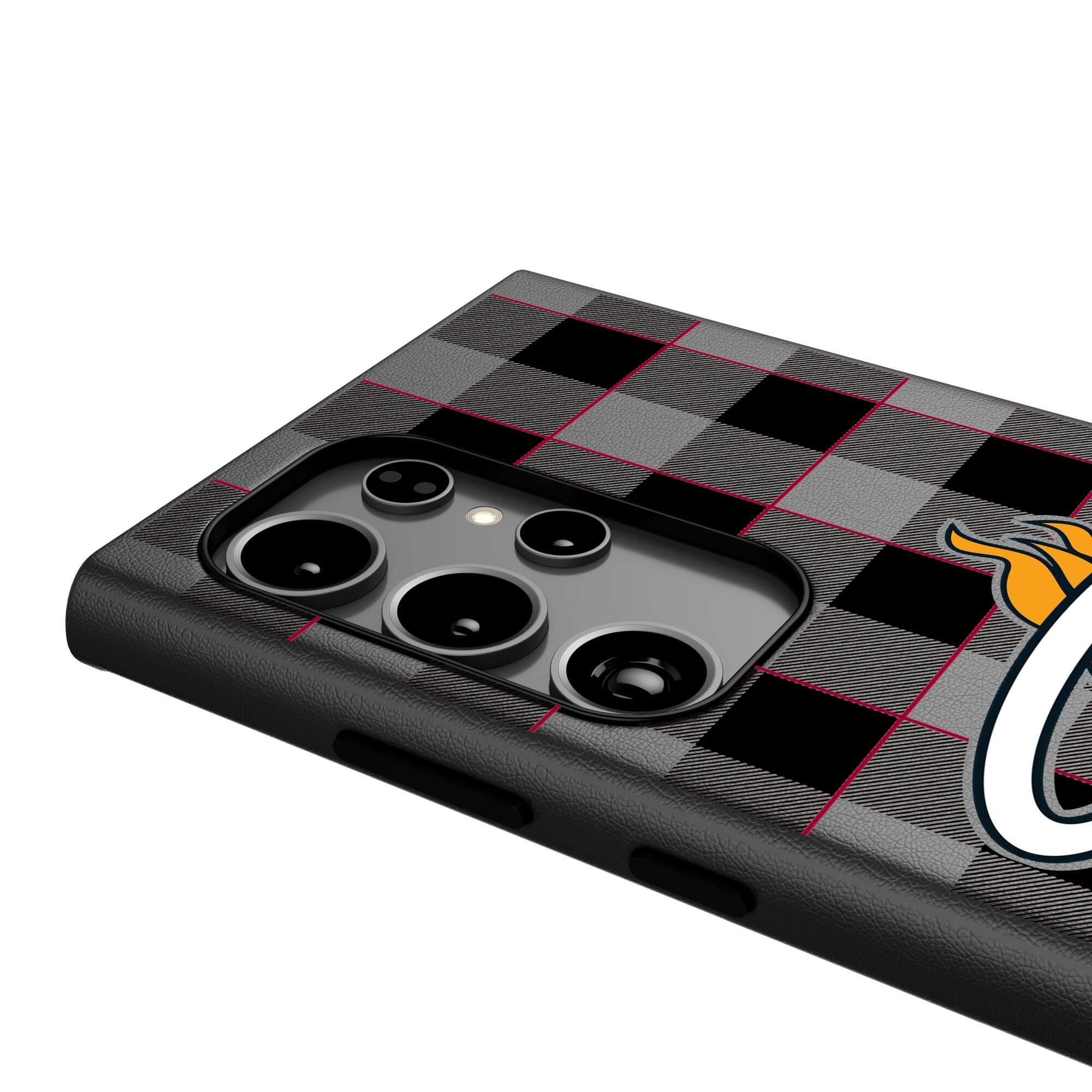 Alt View 3. Keyscaper - Miami Heat Plaid Galaxy Magnetic Bump Case - S25 - Black.