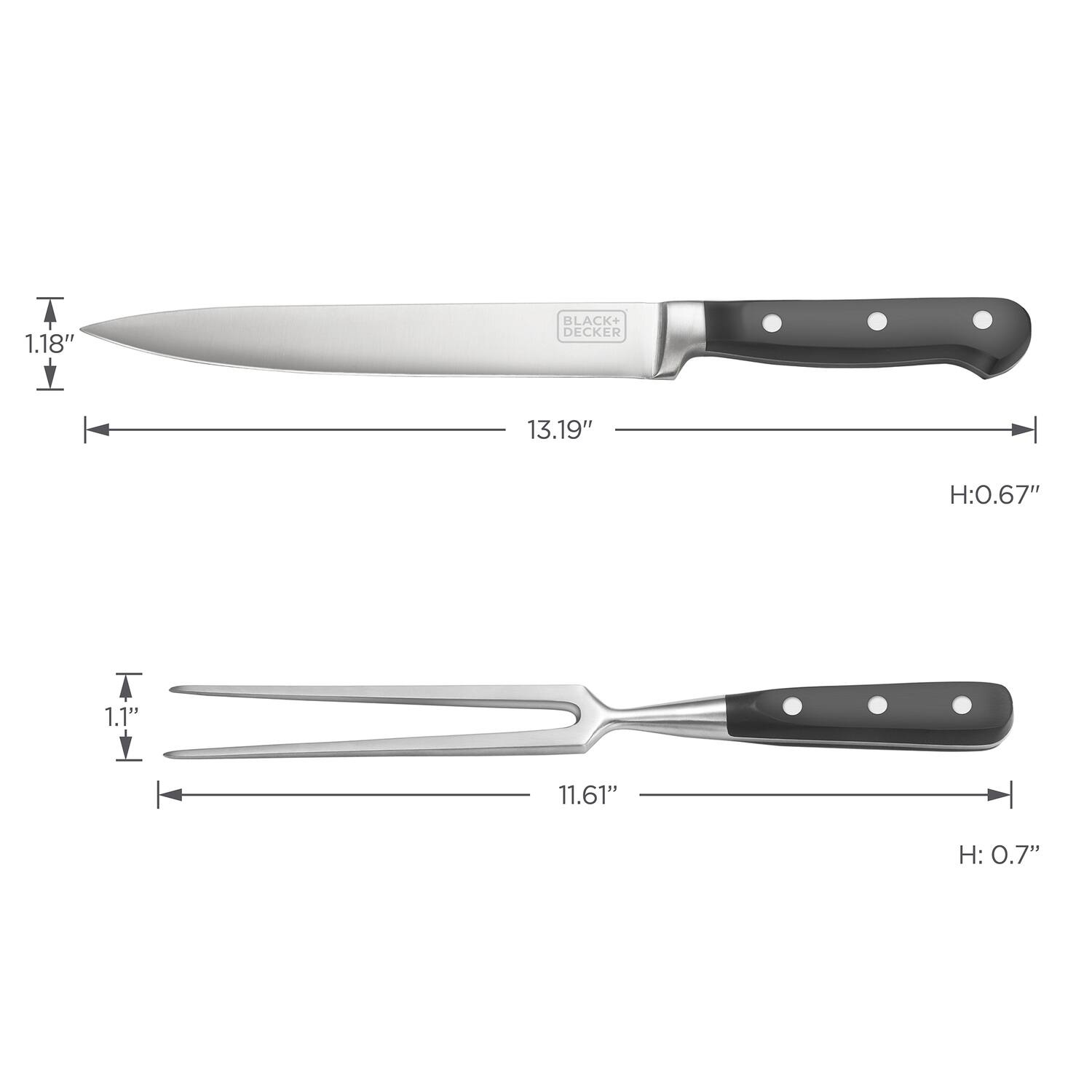 1.18" BLACK+ DECKER 13.19" H:0.67" 1.1" 11.61" H: 0.7"