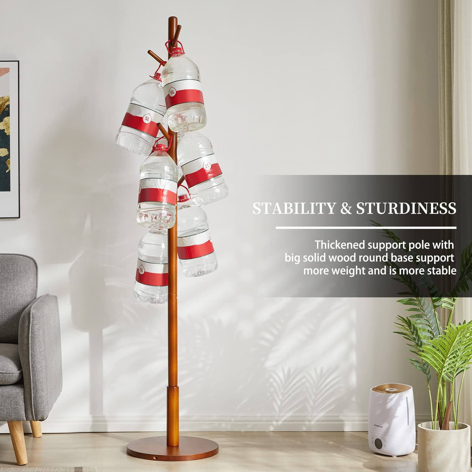 Hirose Alice Wood Coat Rack Freestanding Stand With 8 Hooks Tree 3 ...