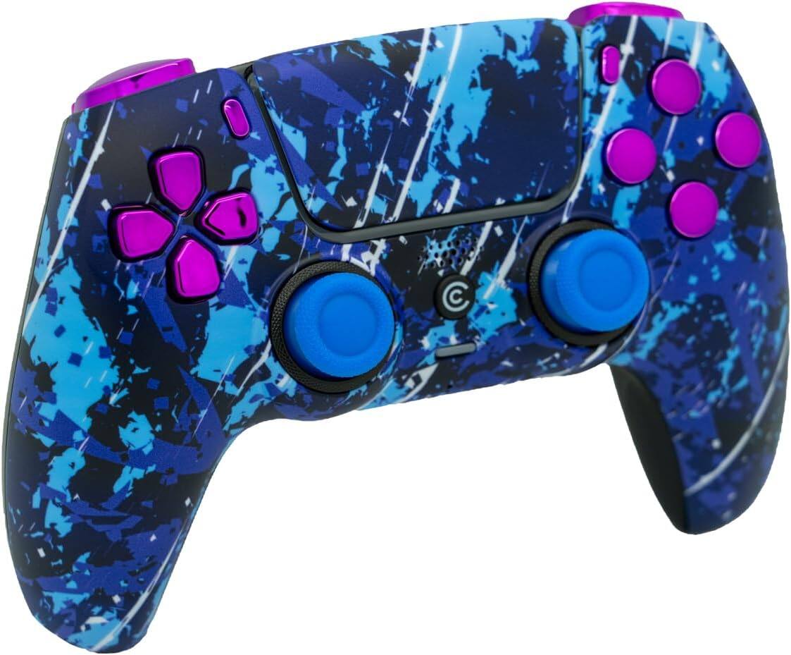 Left. Custom Controllerzz - Custom Wireless Controller for PS5 - Midnight Surge & Purple Chrome Inserts.