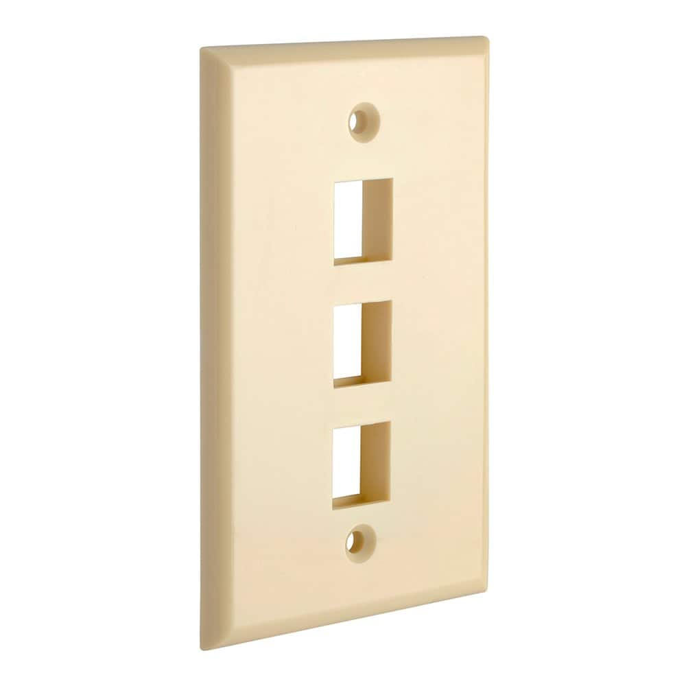 Cmple.com - Cmple - Keystone Wall Plate Cover Ethernet Wall Plates for Modular Inserts, RJ45 Keystone Jack - 3 Port - Ivory