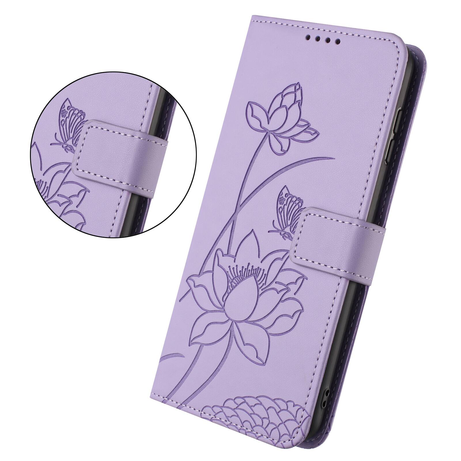 Angle. Dteck - Shockproof Wallet Phone Case for Apple iPhone Air with Detachable Wrist Strap, Protective PU Leather Folio Stand Cover - Purple.