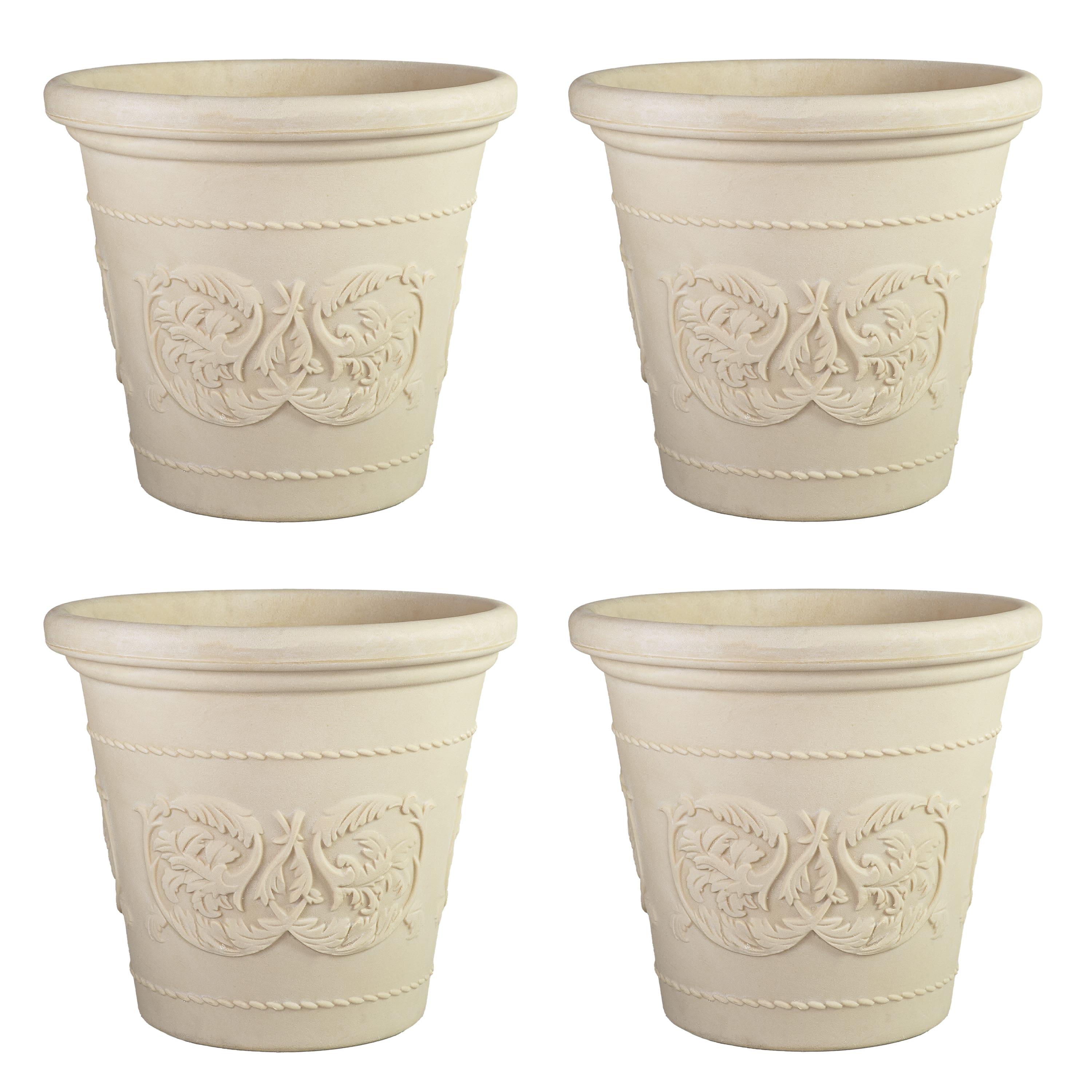 Sunnydaze - 4pk 19.5 in Arabella Polyresin Outdoor Planter - Antique White