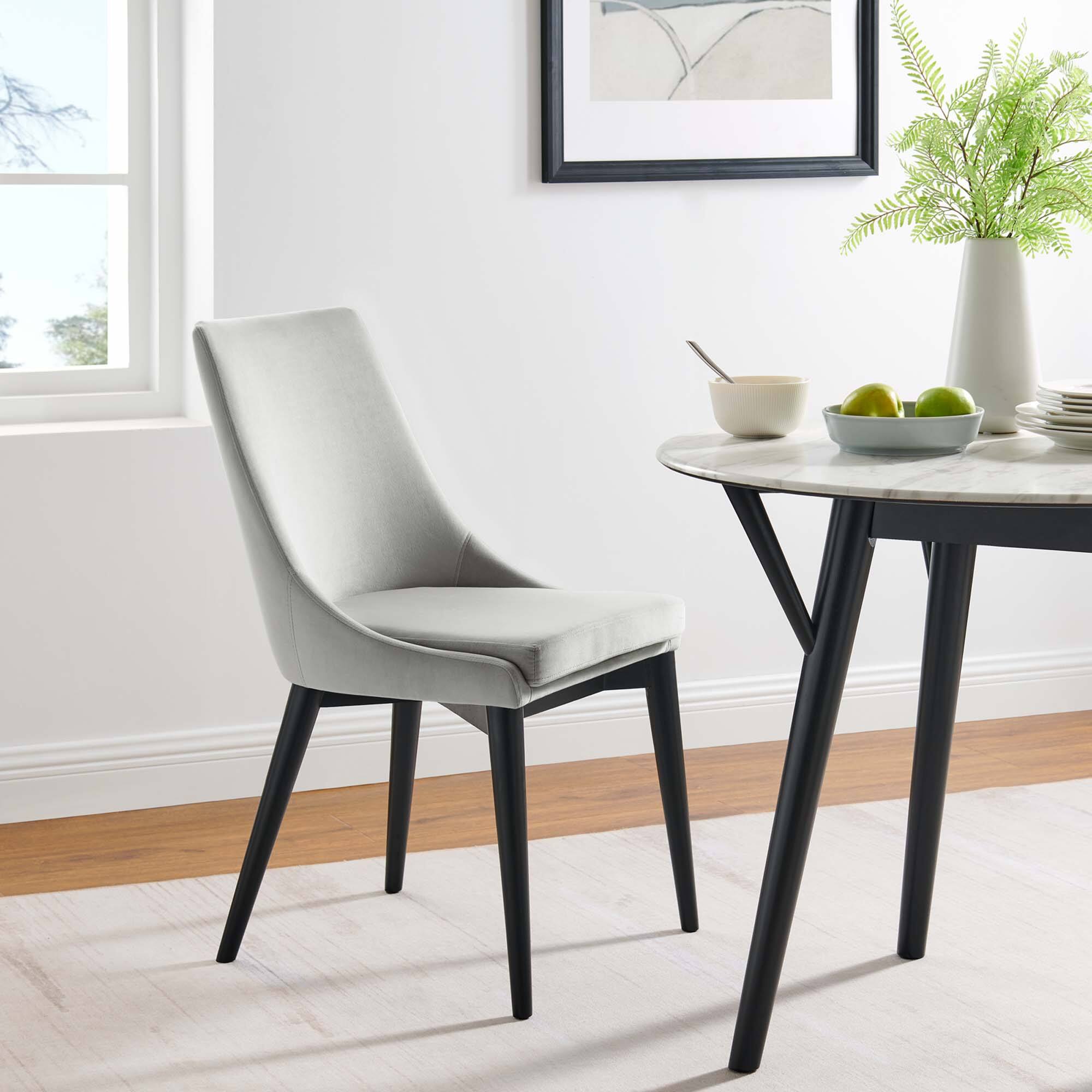 Back. Modway - Viscount Performance Velvet Dining Chair by Modway - Light Gray.