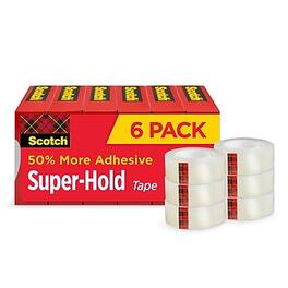 Scotch - Super-Hold Tape Refill, 0.75" x 27.77 yds., 1" Core, 6 Rolls/Pack - Transparent Clear