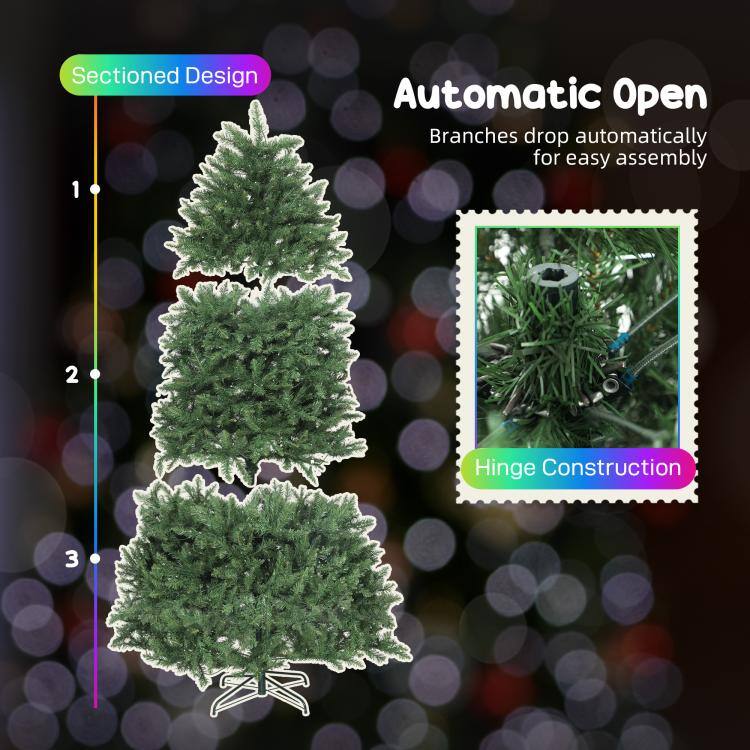 Sectioned Design

1. Automatic Open
   - Branches drop automatically for easy assembly

2. Hinge Construction