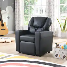 GOODSILO - Kids Recliner Chair - Deluxe Children's Single Sofa with Cup Holder, Ergonomic Design - Black