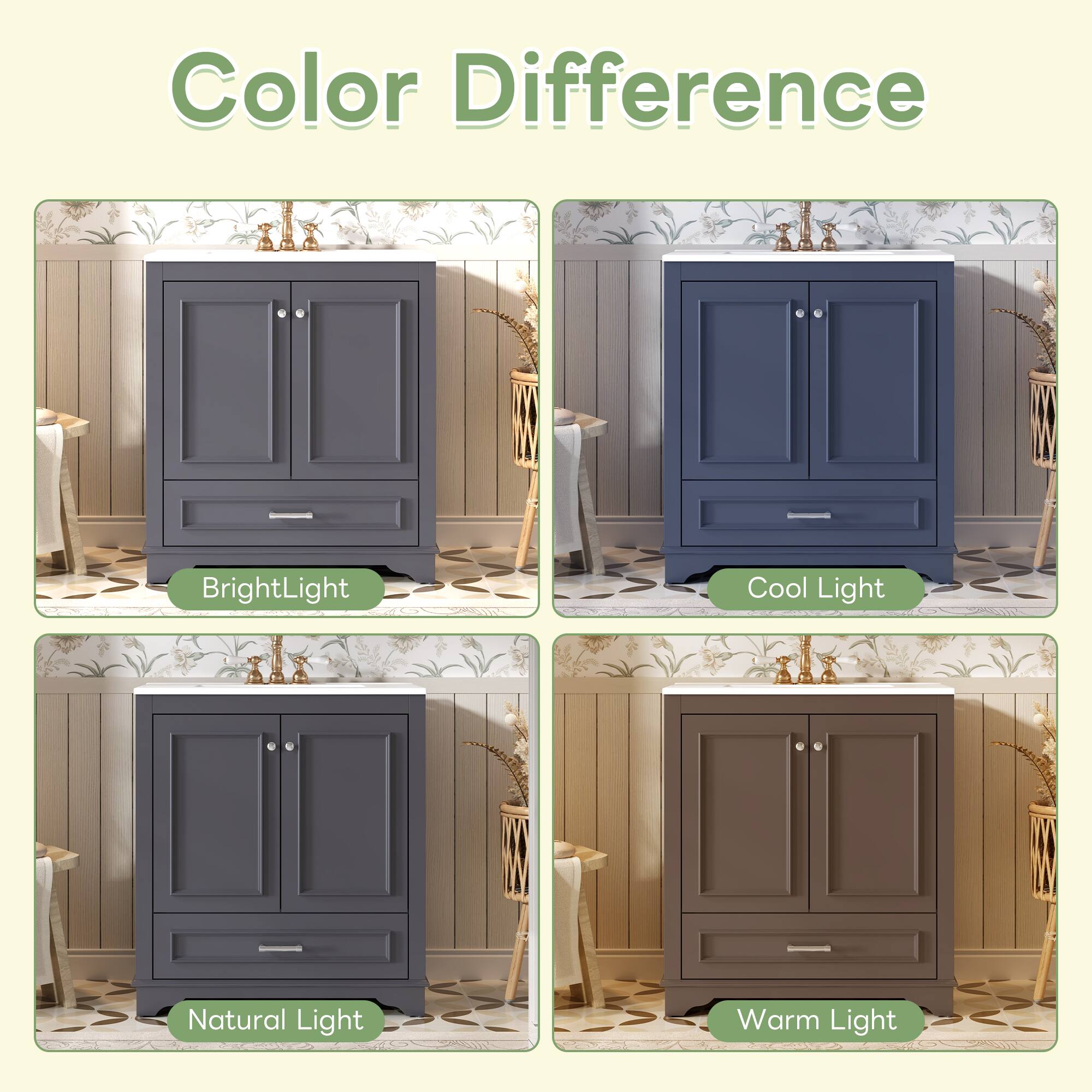 Color Difference

- Bright Light
- Cool Light
- Natural Light
- Warm Light