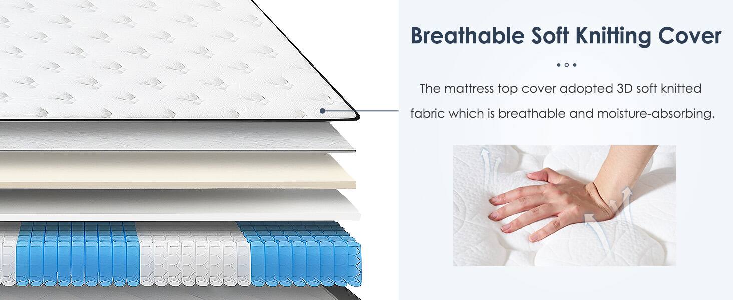 Breathable Soft Knitting Cover

The mattress top cover adopted 3D soft knitted fabric which is breathable and moisture-absorbing.