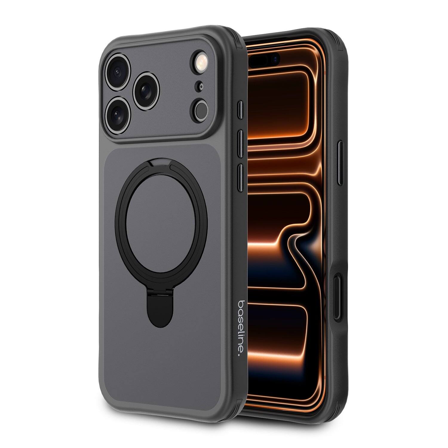 Alt View 1. BASELINE - TouchTone Series Kickstand Ring MagSafe Case for Apple iPhone 18 Pro Max / 17 Pro Max - Black.